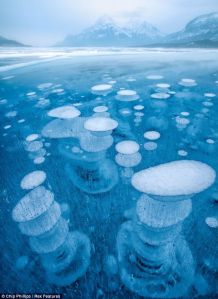 ice bubbles in lake